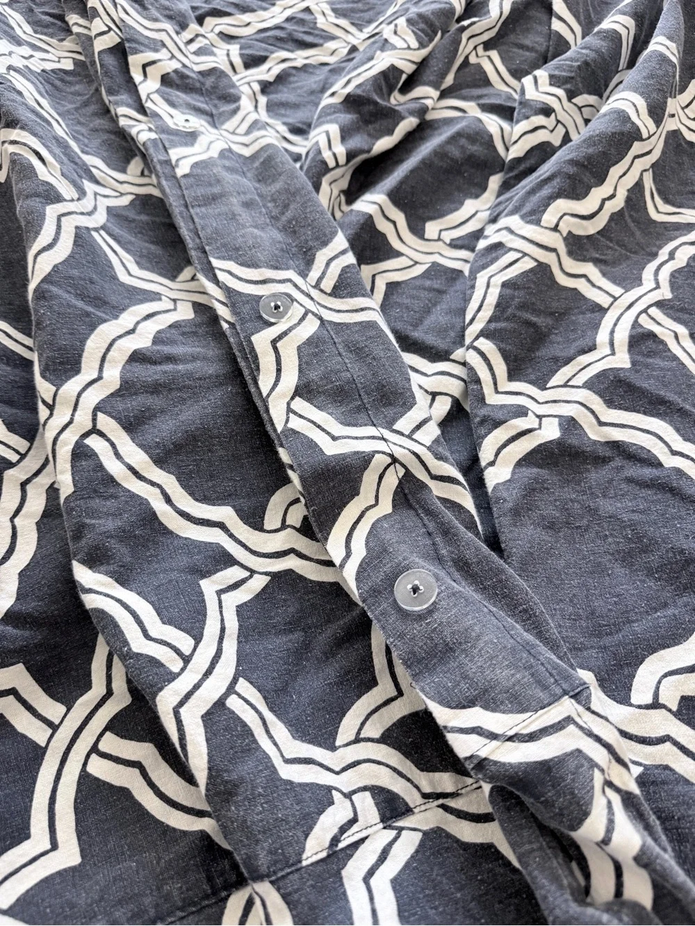 Pottery Barn Kendra Trellis King Size Duvet & Matching Shams Navy Blue White